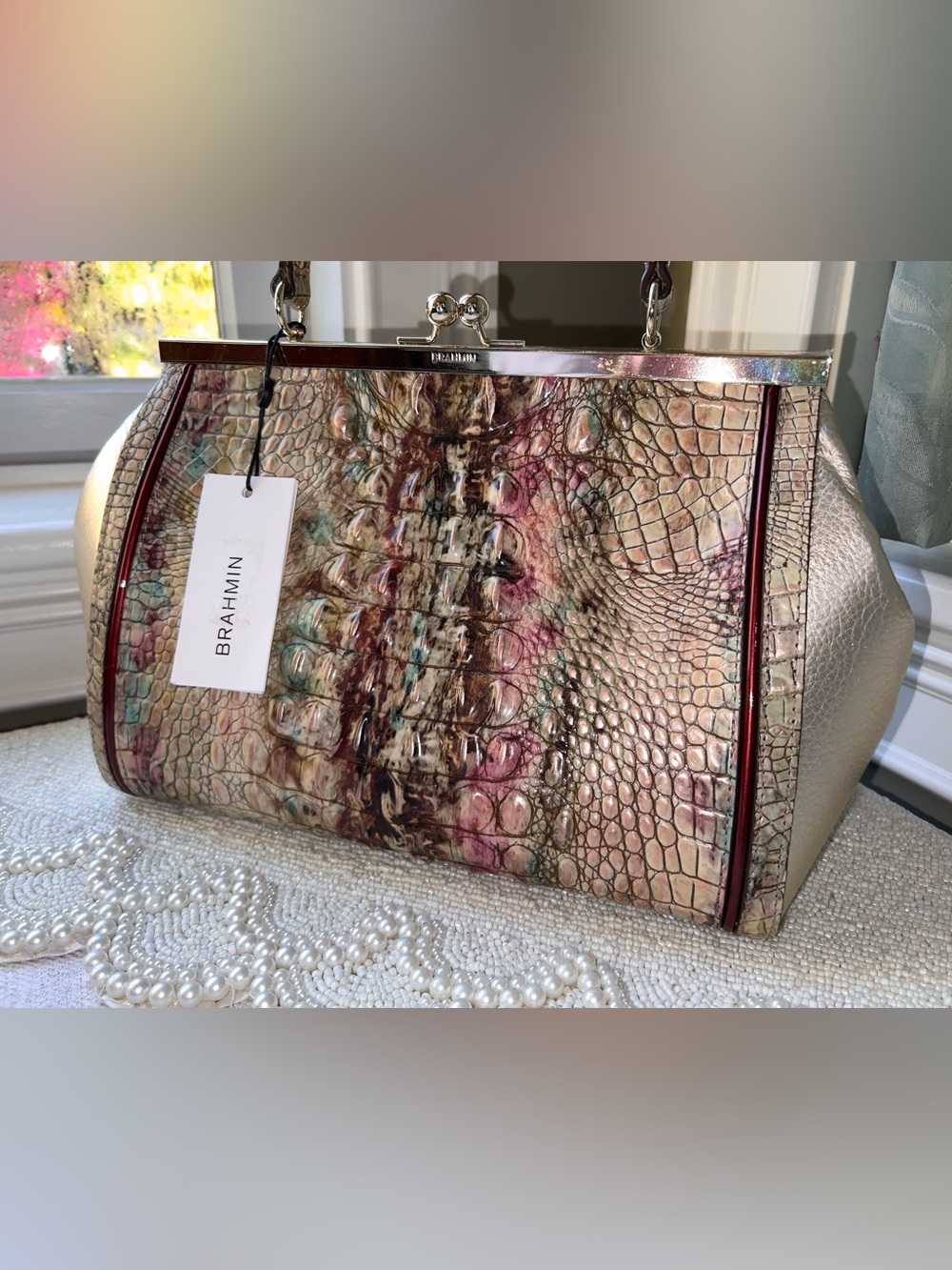 NWT Brahmin Leather JULIETTE Top Handle Bag in Amethyst Celestine - Picture 3 of 11